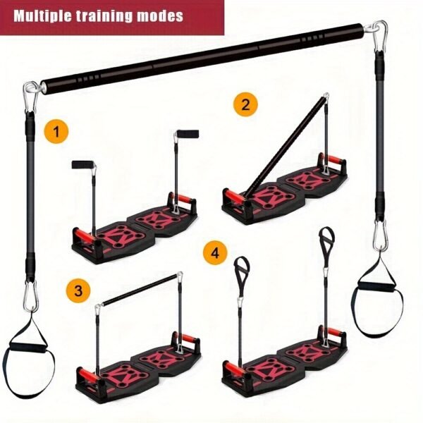 17 Fitness Accessories 9 In 1 Push Up Board Set - Portable Home Gym Exercise Equipment With Resistance Bands And Pilates Bar For Strength Training Abs Shoulders Back Butt - 图片 8