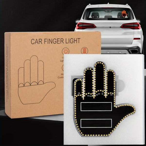1pc LED Car Finger Light with Remote - Road Rage Gesture Signal, Eye-catching Hand Lamp for Nighttime Driving - 图片 2