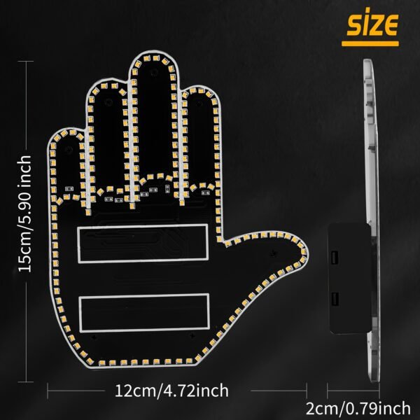 1pc LED Car Finger Light with Remote - Road Rage Gesture Signal, Eye-catching Hand Lamp for Nighttime Driving - 图片 5