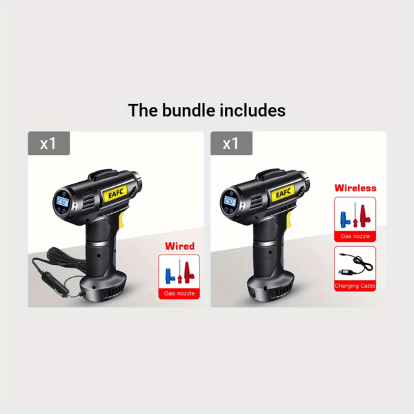 150PSI Cordless Tire Pump: USB Charging, Night-Light, & Pressure Gauge - Your Go-To for Cars, Bikes, and More! - 图片 11