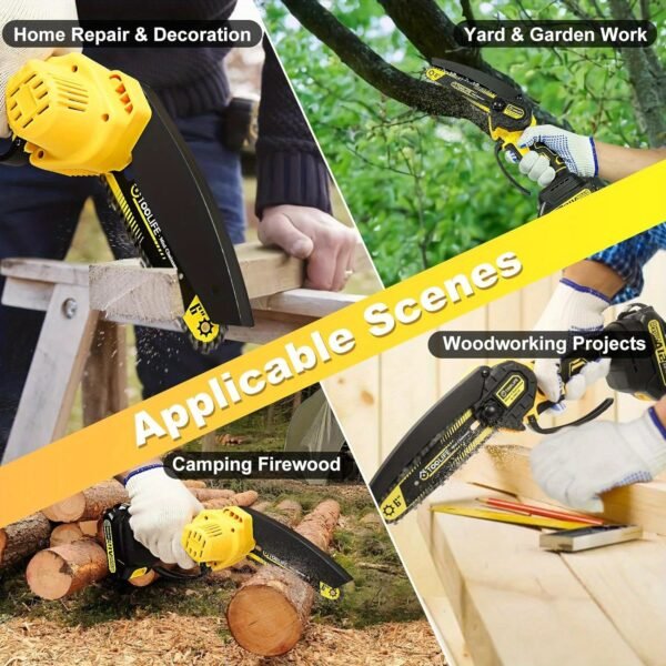 TOOLIFE 6-Inch Cordless Mini Chainsaw, Handheld Electric With Splash Guard And Safety Lock, Lightweight And Portable For Cutting Tree Branches And Wood In Courtyard And Garden. Ideal Gift For Men, Husband, And Dadperfect For Halloween And Christmas! - 图片 7
