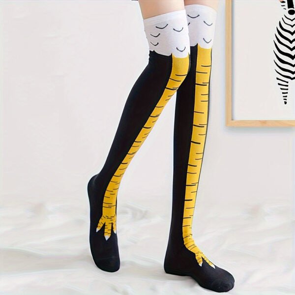 3 Pairs of Spoof Chicken Claw Long Socks, Novel and Quirky Knee High Socks, High Tube Socks, Comfortable and Breathable, Suitable for Various Activities, Role-playing, and Holiday Costumes - 图片 3