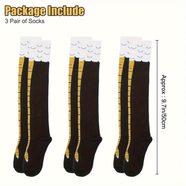 3 Pairs of Spoof Chicken Claw Long Socks, Novel and Quirky Knee High Socks, High Tube Socks, Comfortable and Breathable, Suitable for Various Activities, Role-playing, and Holiday Costumes - 图片 6