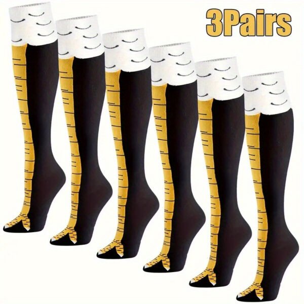 3 Pairs of Spoof Chicken Claw Long Socks, Novel and Quirky Knee High Socks, High Tube Socks, Comfortable and Breathable, Suitable for Various Activities, Role-playing, and Holiday Costumes - 图片 5