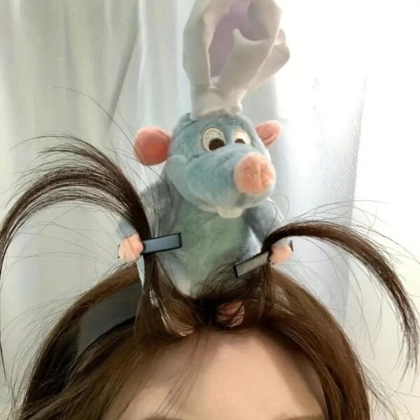Plush Rat Headband - Fun Party & Cosplay Accessory - Cute Animal Design - Non-Slip, Loose Fit - Suitable for Women and Girls - Single Piece - Fashion Style - Plastic Material - No Feathers - 图片 3