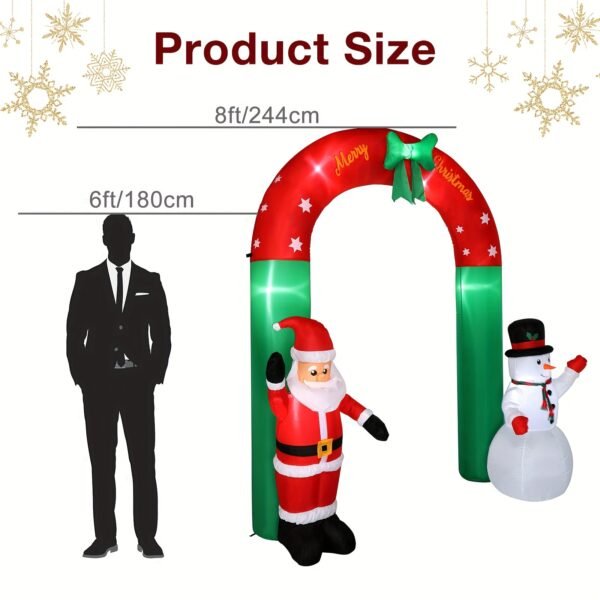 8ft With Santa Snowman 7 Lights Inflatable Festive Arch Decoration - Image 4