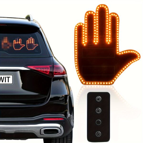 1pc LED Car Finger Light with Remote - Road Rage Gesture Signal, Eye-catching Hand Lamp for Nighttime Driving - 图片 6