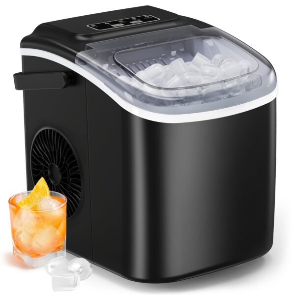 26 Pounds in 24 Hours Portable Countertop Ice Maker - Produces 9 Bullet Ice Cubes in 6 Minutes, Self-Cleaning, Suitable for Outdoor, Camping, RV and Party - 图片 9