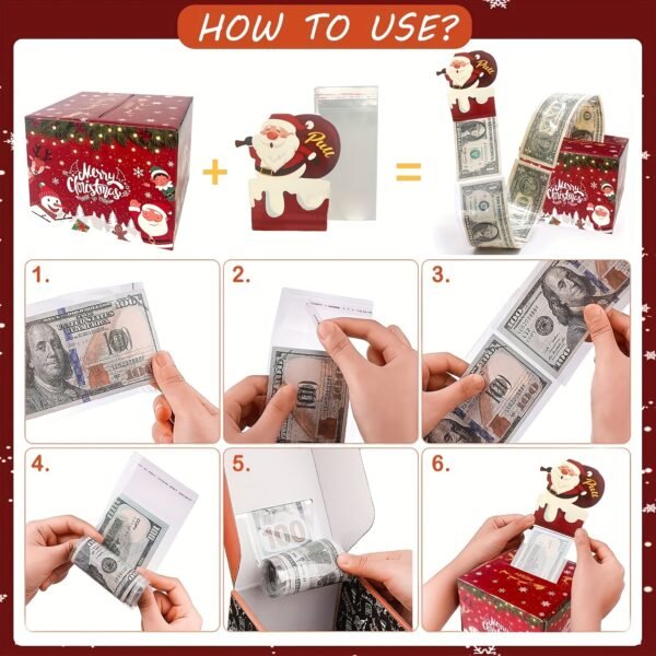 Christmas Happy Money Box Cash Gift Pull, Interesting Money Gift Box Cash, Surprise Box Gift Box Money, Christmas Money Holder's Friends, Girlfriend, Wife, Sister - 图片 7