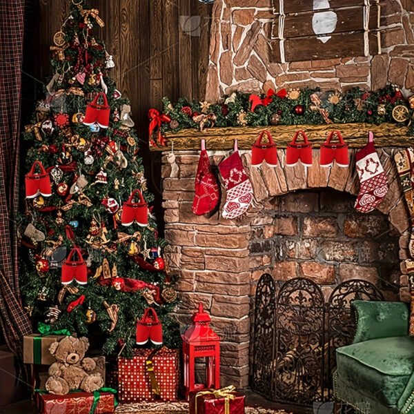 6pcs Santa Claus Pants Christmas Candy Bags - Small Polyester Gift Bags for Holiday & New Year Presents - 图片 6