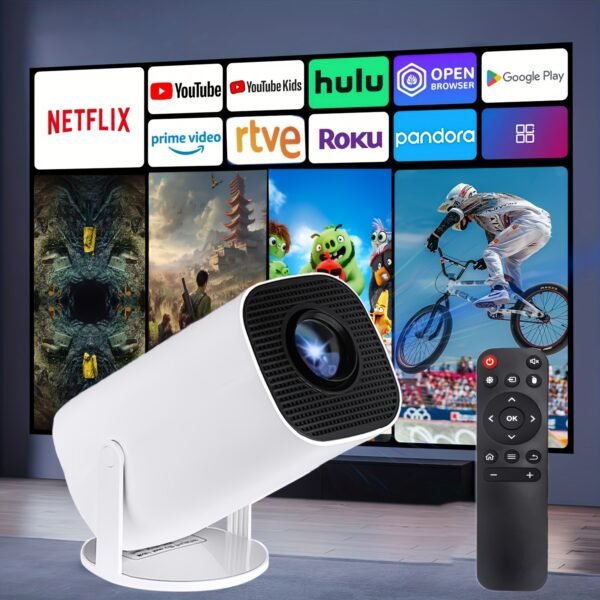Portable 4K Mini Projector - Wireless 2.4/5G WiFi, BT 5.0, Android 11, Auto Keystone, 180° Rotation - Compact Home Theater for Movies, Gaming, and Entertainment