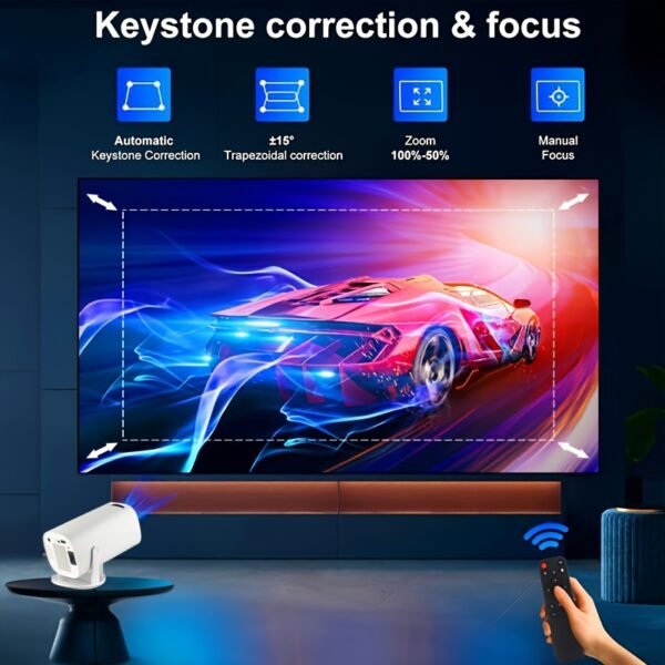Portable 4K Mini Projector - Wireless 2.4/5G WiFi, BT 5.0, Android 11, Auto Keystone, 180° Rotation - Compact Home Theater for Movies, Gaming, and Entertainment - 图片 9