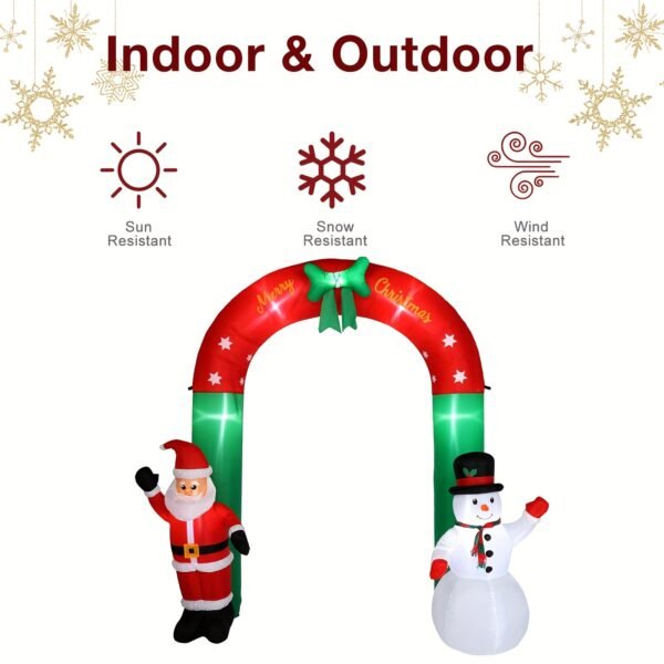 8ft With Santa Snowman 7 Lights Inflatable Festive Arch Decoration - Image 5