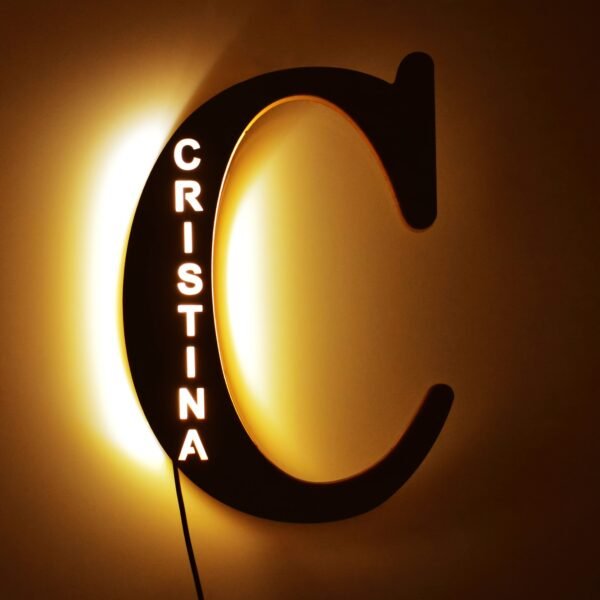 1pc Customized Wooden LED Letter Nightlight - 29cm Height Personalized Wall Lamp with Romantic Traditional Style, Custom Engravable Wood, Ideal Gift for Couples, Friends, and Family - 图片 7