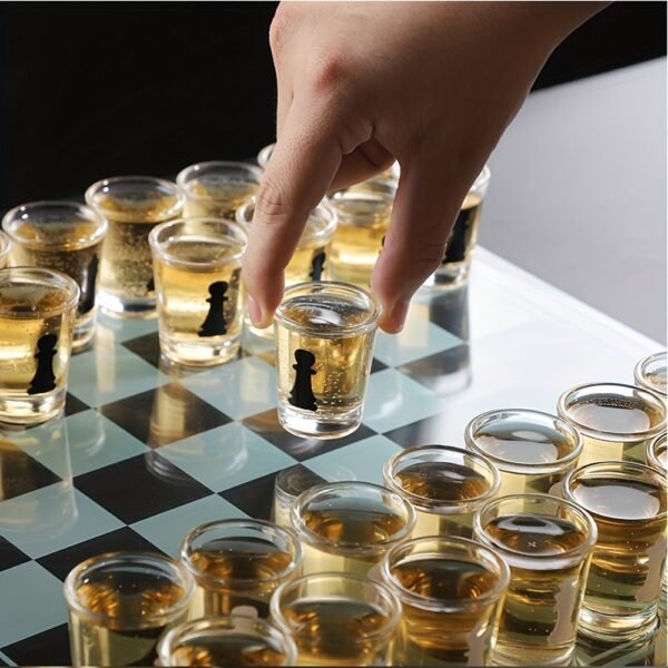 Bar Drinking Games Chess Game Set Party Favor with 32 Game Glasses Bar Entertainment Supplies - 图片 3