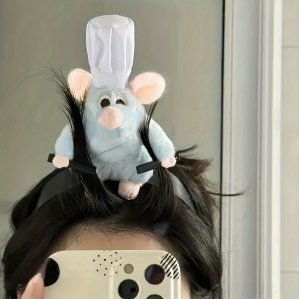 Plush Rat Headband - Fun Party & Cosplay Accessory - Cute Animal Design - Non-Slip, Loose Fit - Suitable for Women and Girls - Single Piece - Fashion Style - Plastic Material - No Feathers - 图片 7