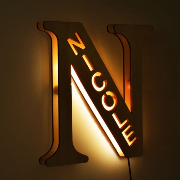 1pc Customized Wooden LED Letter Nightlight - 29cm Height Personalized Wall Lamp with Romantic Traditional Style, Custom Engravable Wood, Ideal Gift for Couples, Friends, and Family - 图片 23