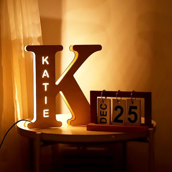 1pc Customized Wooden LED Letter Nightlight - 29cm Height Personalized Wall Lamp with Romantic Traditional Style, Custom Engravable Wood, Ideal Gift for Couples, Friends, and Family - 图片 12