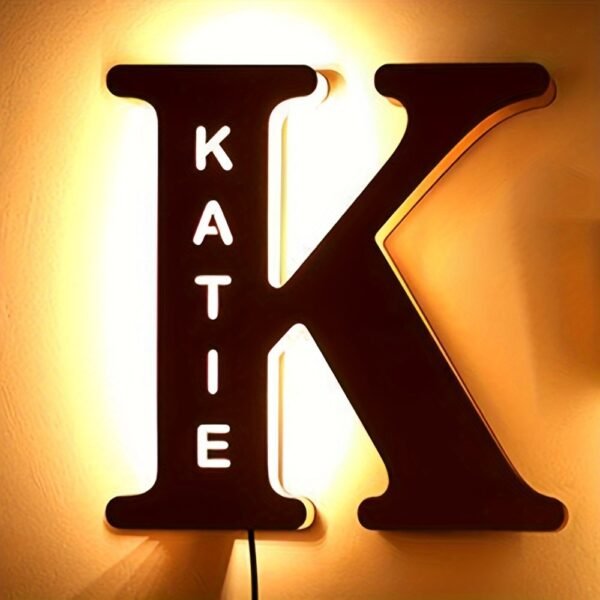 1pc Customized Wooden LED Letter Nightlight - 29cm Height Personalized Wall Lamp with Romantic Traditional Style, Custom Engravable Wood, Ideal Gift for Couples, Friends, and Family - 图片 20