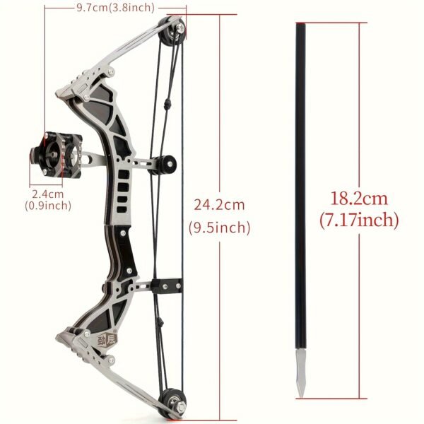9.5" RH/LH Compound Bow and Arrows Set for Target Shooting, Hunting, and Survival - Perfect Archery Gift with Pocket Bow - 图片 3