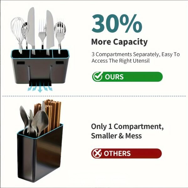 2-Tier Iron Bowl and Dish Drying Rack - Space-Saving Kitchen Counter Organizer with Knife Cup and Tableware Holder - Rust-Resistant Metal Construction for Easy Cleaning and Durability - 图片 10