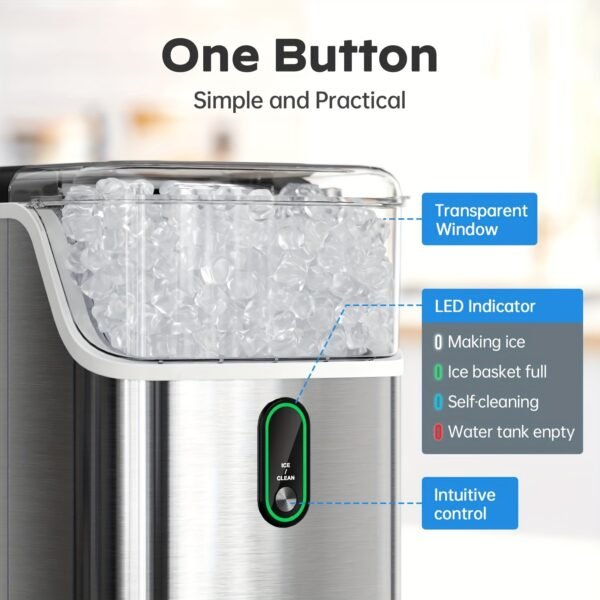 Portable Countertop Ice Maker - Produces 9 Bullet Ice Cubes in 6 Minutes, 26 Pounds of Ice in 24 Hours, Suitable for Outdoor, Camping, RV and Party, Self-Cleaning Small Ice Maker - 图片 3