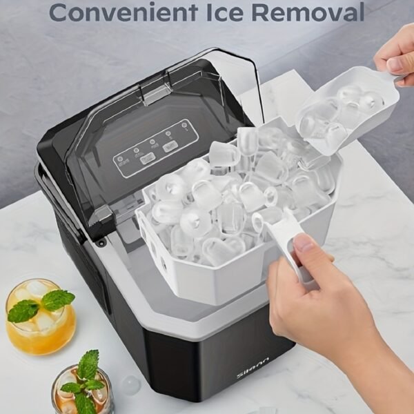 26 Pounds in 24 Hours Portable Countertop Ice Maker - Produces 9 Bullet Ice Cubes in 6 Minutes, Self-Cleaning, Suitable for Outdoor, Camping, RV and Party - 图片 10