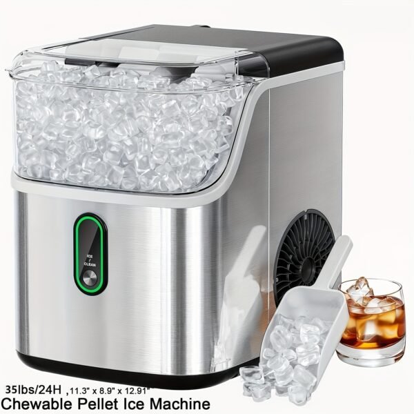 Portable Countertop Ice Maker - Produces 9 Bullet Ice Cubes in 6 Minutes, 26 Pounds of Ice in 24 Hours, Suitable for Outdoor, Camping, RV and Party, Self-Cleaning Small Ice Maker