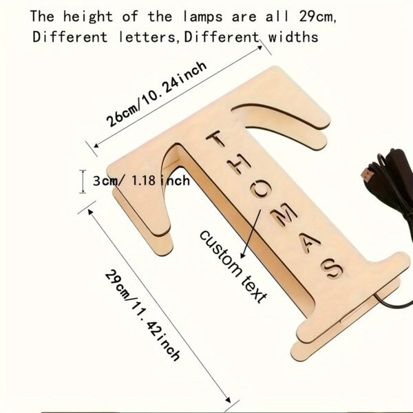 1pc Customized Wooden LED Letter Nightlight - 29cm Height Personalized Wall Lamp with Romantic Traditional Style, Custom Engravable Wood, Ideal Gift for Couples, Friends, and Family - 图片 4