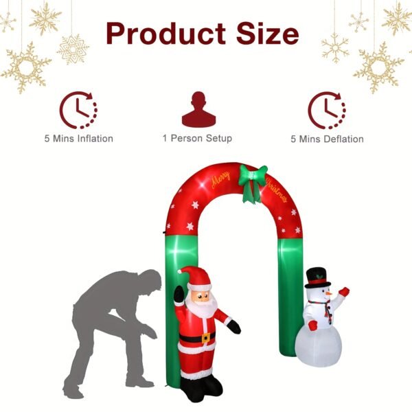 8ft With Santa Snowman 7 Lights Inflatable Festive Arch Decoration - Image 8