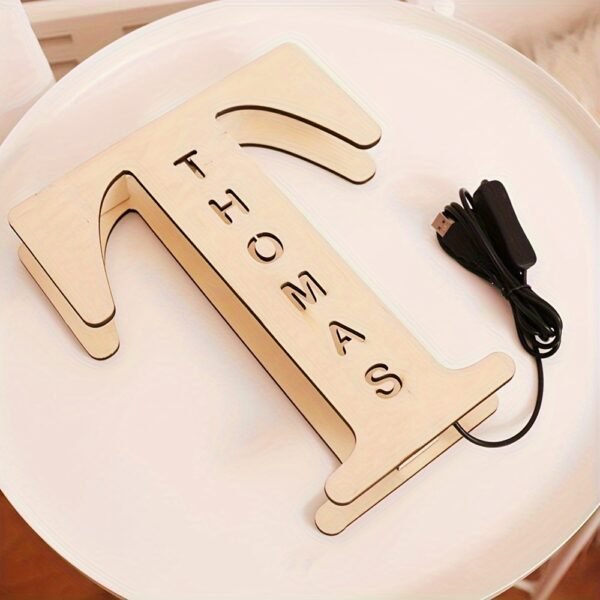 1pc Customized Wooden LED Letter Nightlight - 29cm Height Personalized Wall Lamp with Romantic Traditional Style, Custom Engravable Wood, Ideal Gift for Couples, Friends, and Family - 图片 18
