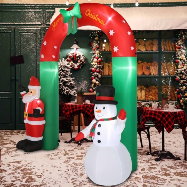 8ft With Santa Snowman 7 Lights Inflatable Festive Arch Decoration - Image 3
