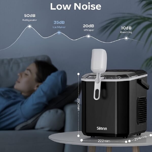 Portable Countertop Ice Maker - Produces 9 Bullet Ice Cubes in 6 Minutes, 26 Pounds of Ice in 24 Hours, Suitable for Outdoor, Camping, RV and Party, Self-Cleaning Small Ice Maker - 图片 11