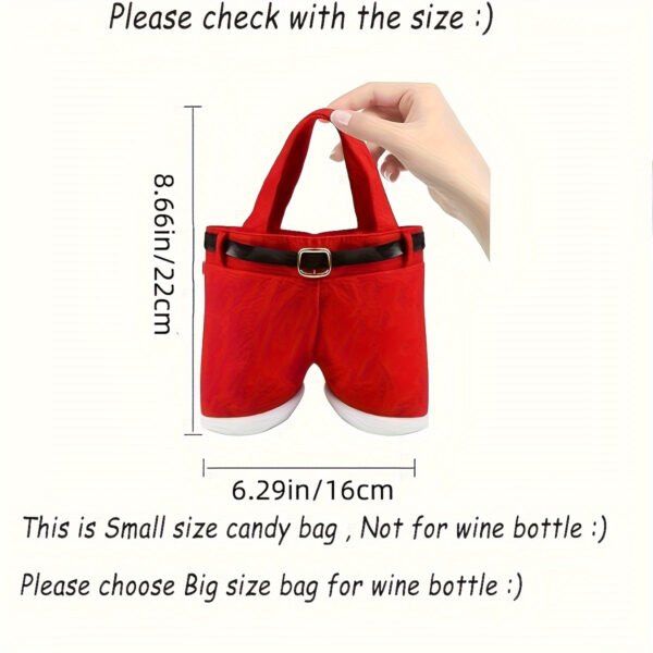 6pcs Santa Claus Pants Christmas Candy Bags - Small Polyester Gift Bags for Holiday & New Year Presents - 图片 5