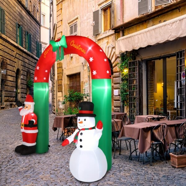 8ft With Santa Snowman 7 Lights Inflatable Festive Arch Decoration - Image 6