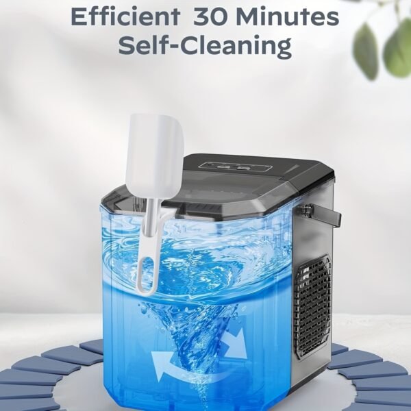 26 Pounds in 24 Hours Portable Countertop Ice Maker - Produces 9 Bullet Ice Cubes in 6 Minutes, Self-Cleaning, Suitable for Outdoor, Camping, RV and Party - 图片 6