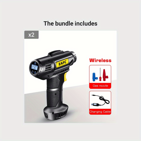 150PSI Cordless Tire Pump: USB Charging, Night-Light, & Pressure Gauge - Your Go-To for Cars, Bikes, and More! - 图片 9