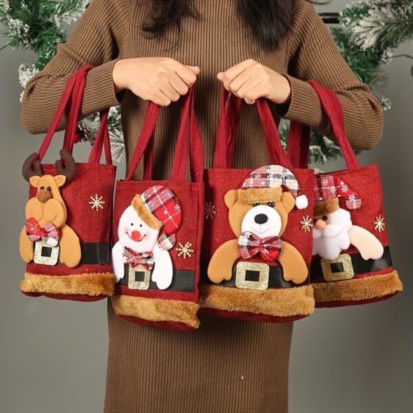 4pcs Christmas Gift Doll Bags, Small Christmas Gift Bags, Christmas Knitted Doll Gift Bags, Santa Claus Snowman Deer Doll Storage - 图片 3