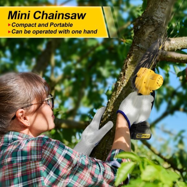 TOOLIFE 6-Inch Cordless Mini Chainsaw, Handheld Electric With Splash Guard And Safety Lock, Lightweight And Portable For Cutting Tree Branches And Wood In Courtyard And Garden. Ideal Gift For Men, Husband, And Dadperfect For Halloween And Christmas! - 图片 6