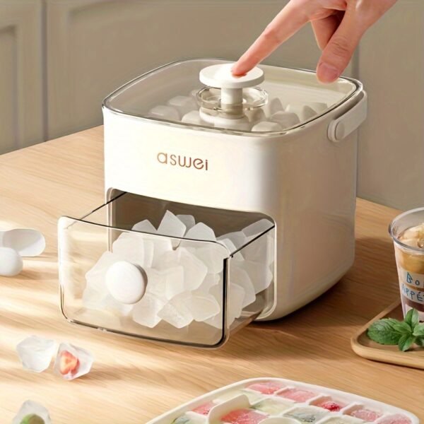 Easy-Press Large Capacity Ice Maker with Food-Grade ABS Storage Tray - Portable, No-Power Needed for Fridge & Kitchen Essentials - Includes Scoop & Bin, Perfect for Parties, Outdoor Events, Christmas & Halloween Gifts - 图片 5