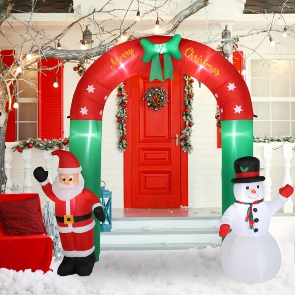 8ft With Santa Snowman 7 Lights Inflatable Festive Arch Decoration - Image 9