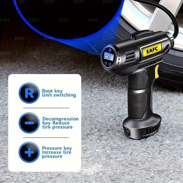 150PSI Cordless Tire Pump: USB Charging, Night-Light, & Pressure Gauge - Your Go-To for Cars, Bikes, and More! - 图片 13