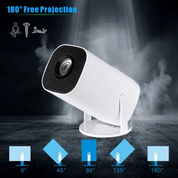 Portable 4K Mini Projector - Wireless 2.4/5G WiFi, BT 5.0, Android 11, Auto Keystone, 180° Rotation - Compact Home Theater for Movies, Gaming, and Entertainment - 图片 5